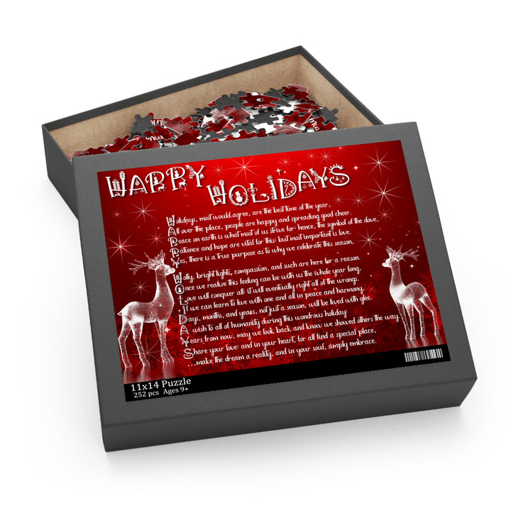It's Just a Phrase "Happy Holidays" Acrostic Jigsaw Puzzle - Ice Reindeers