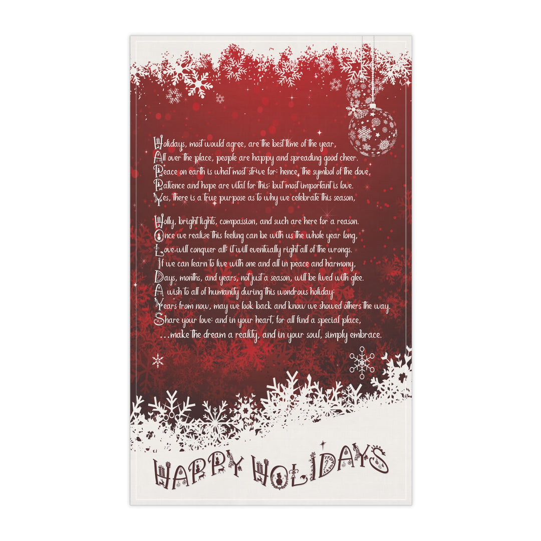 Happy Holidays Acrostic Poem Kitchen Towel - Red