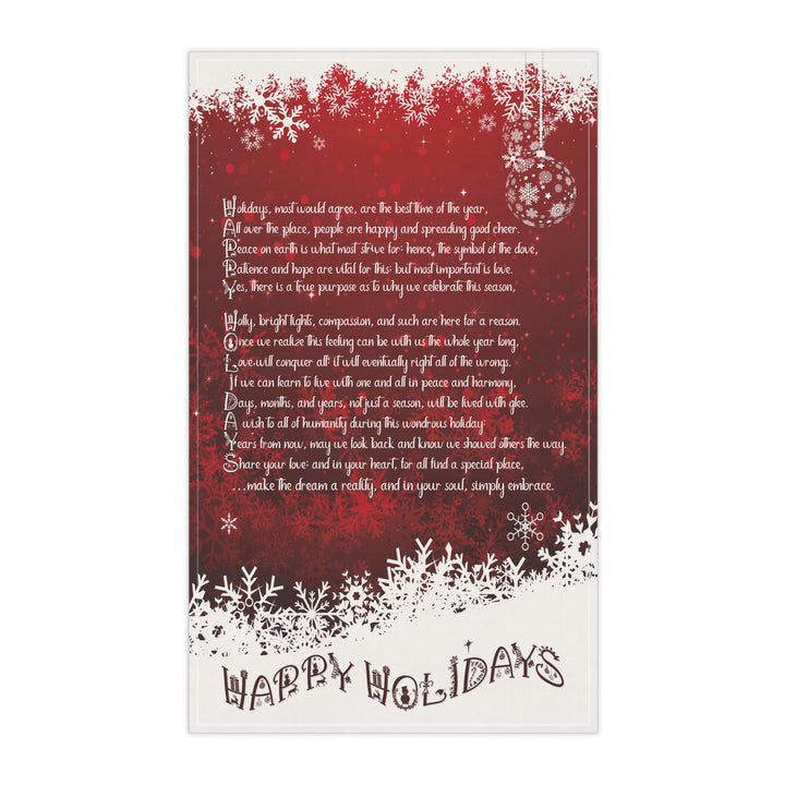 Happy Holidays Acrostic Poem Kitchen Towel - Red
