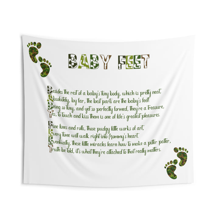 "Baby Feet" Acrostic Poem Baby Shower Backdrop - Camo