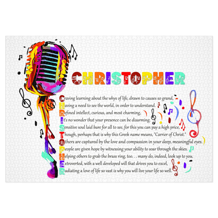 Namesakes Acrostic Name Poem Jigsaw Puzzle - Musical Notes and Mic - Tin Box