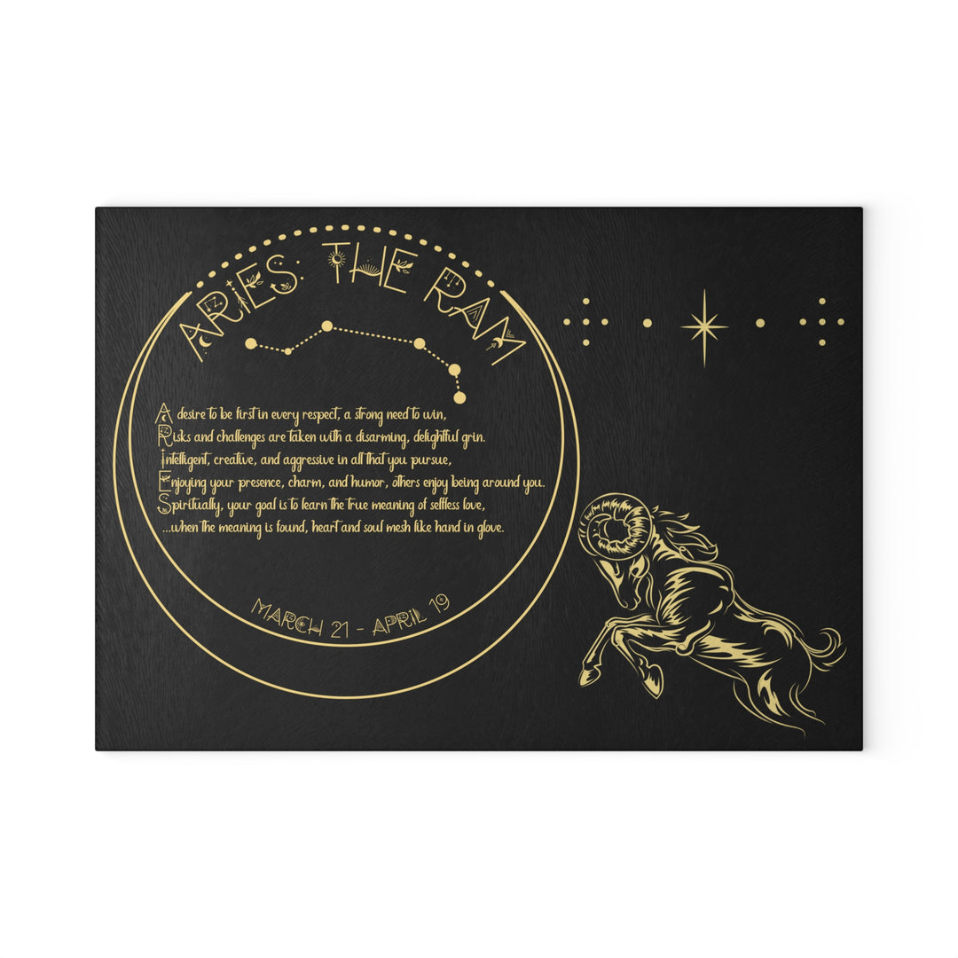 Aries Acrostic Poem Glass Cutting Board