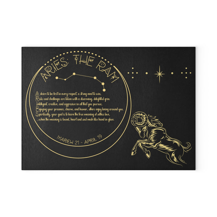 Aries Acrostic Poem Glass Cutting Board