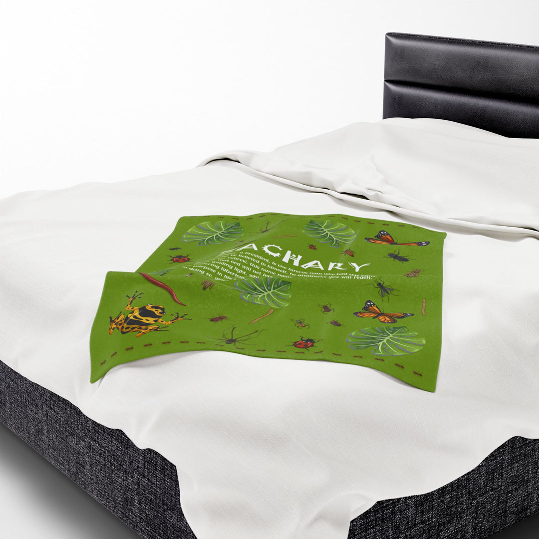 Namesakes Acrostic Poem Velveteen Plush Blanket - Bug Design
