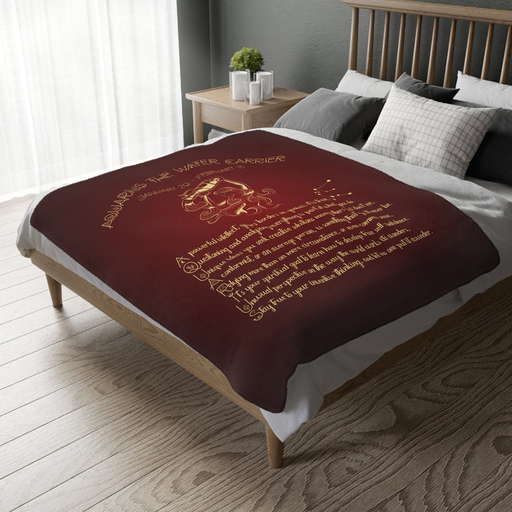 Aquarius Acrostic Poem Velveteen Microfiber Blanket (Two-sided print)