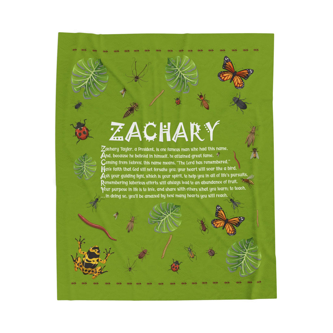 Namesakes Acrostic Poem Velveteen Plush Blanket - Bug Design