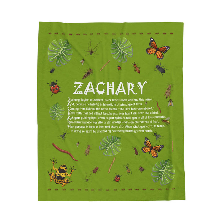 Namesakes Acrostic Poem Velveteen Plush Blanket - Bug Design