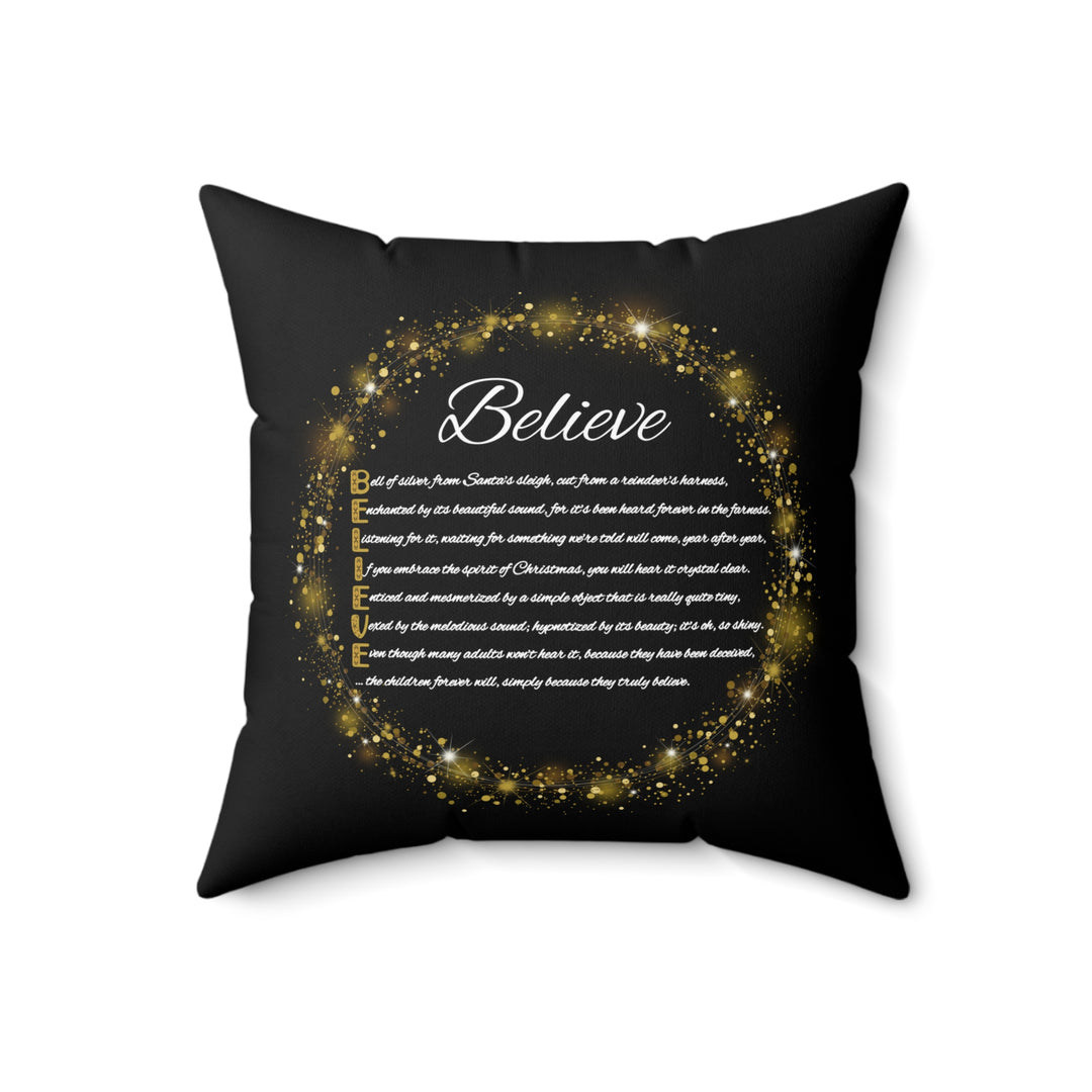 “Believe” Acrostic Poem Pillow  from "Learn, Lead, Believe" Collection - Black