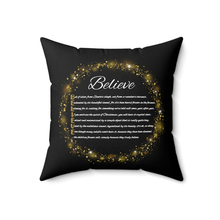 “Believe” Acrostic Poem Pillow  from "Learn, Lead, Believe" Collection - Black