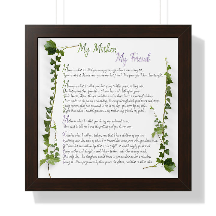 It's Just a Phrase "My Mother, My Friend" Framed Acrostic Poem Print