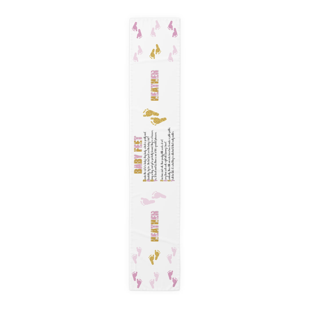 “Baby Feet” Table Runner - Pink-Gold - Personalized
