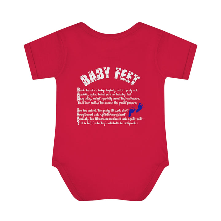 Baby Steps "Baby Feet" Acrostic Poem Bodysuit - Blue Footprints