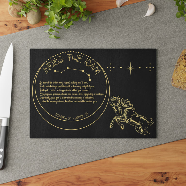 Aries Acrostic Poem Glass Cutting Board