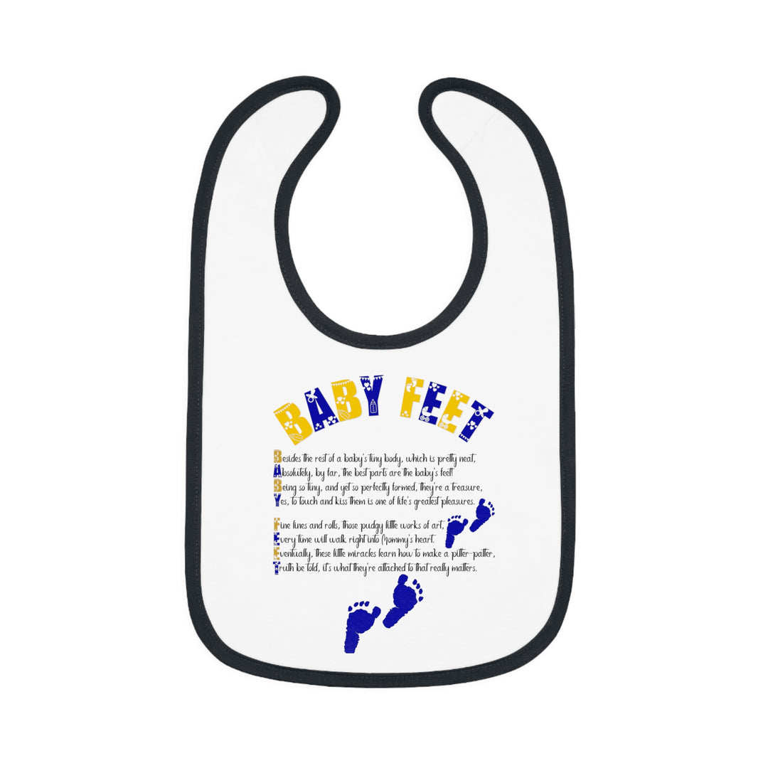 "Baby Feet" Acrostic Poem  Contrast Trim Jersey Bib - Blue Footprints
