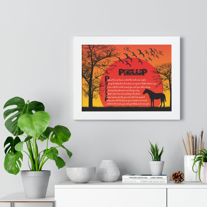 Namesakes Framed Acrostic Poem Print - Horse