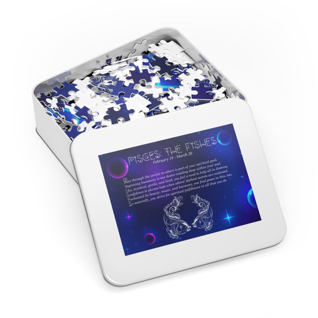 Pisces Acrostic Poem Puzzle - Tin Box