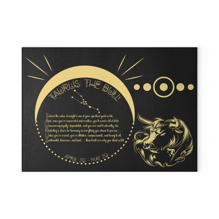 Taurus Acrostic Poem Glass Cutting Board