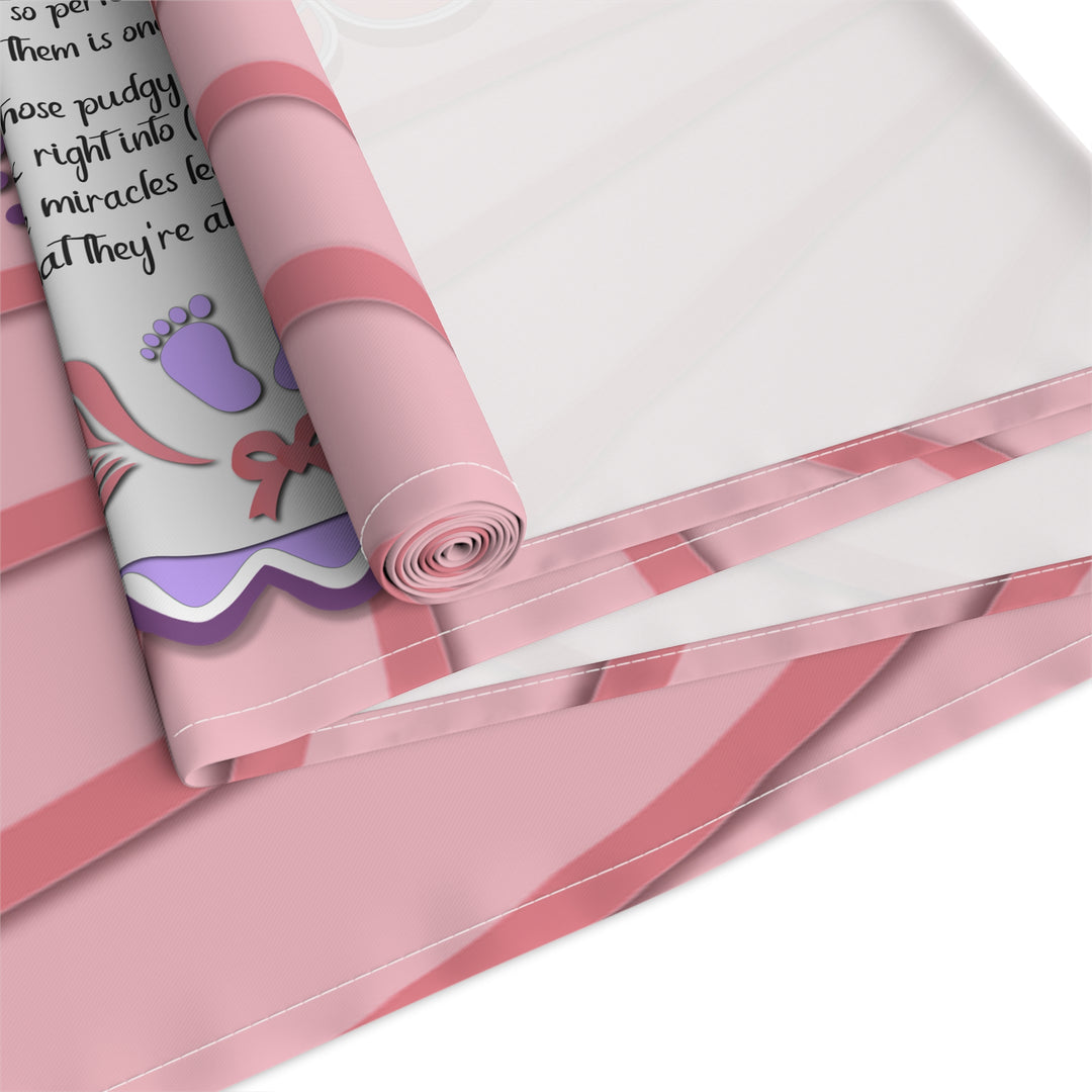 Baby Feet Acrostic Poem Table Runner - Pink-Wings