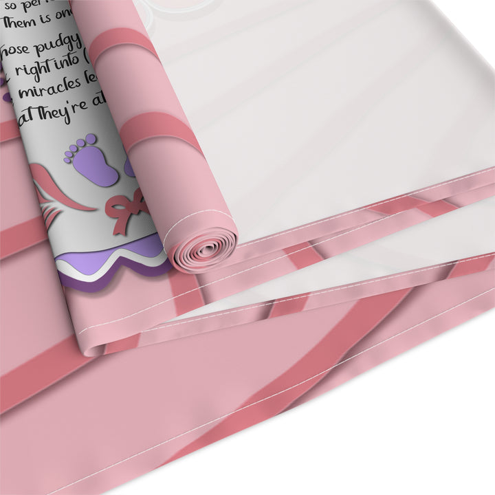 Baby Feet Acrostic Poem Table Runner - Pink-Wings