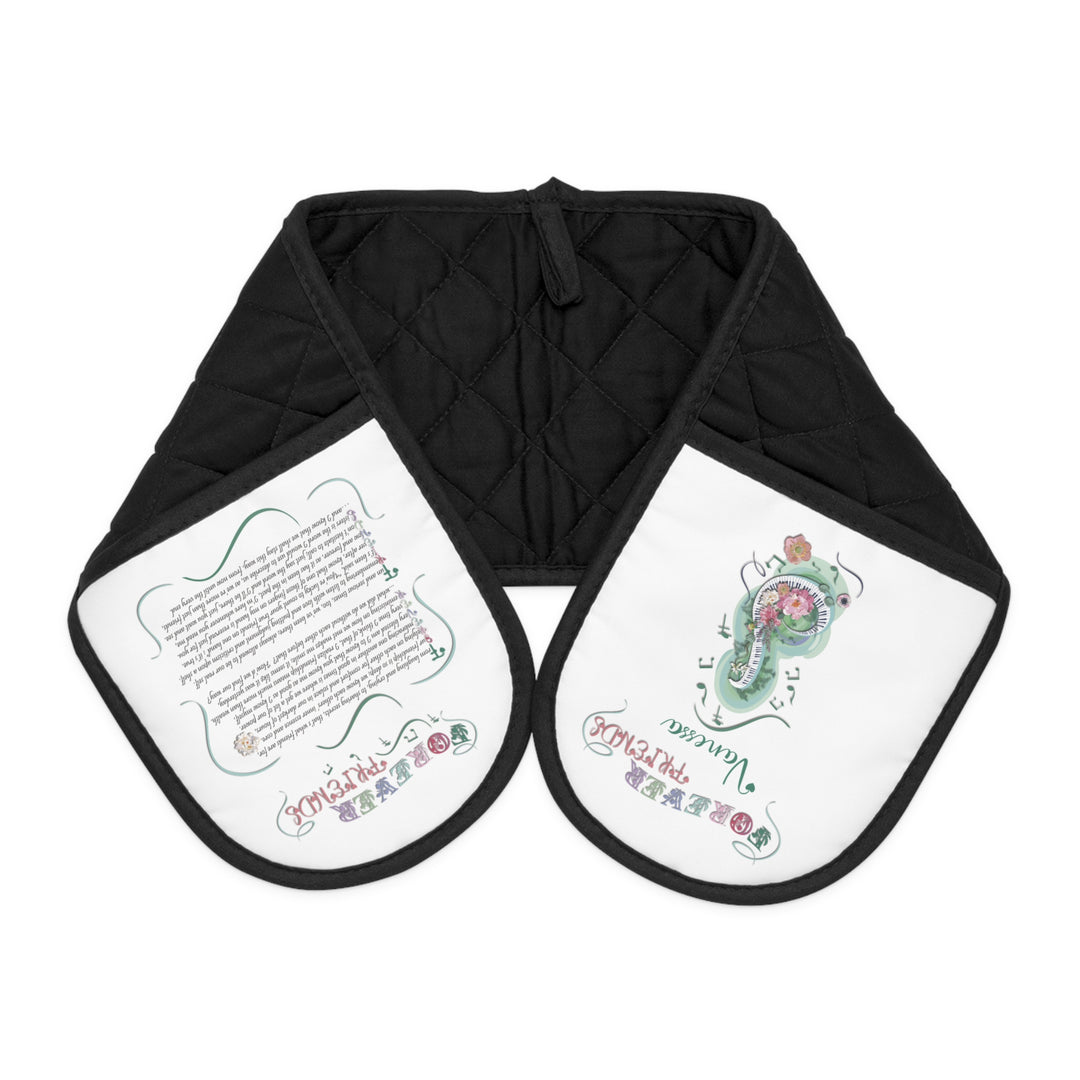 Forever Friends Acrostic Poem Oven Mitts - Flower and Musical Note - Personalized