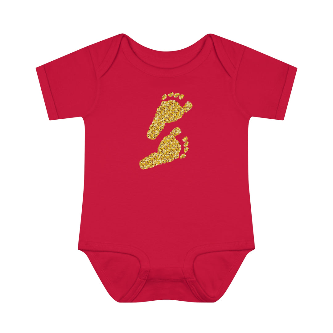 Baby Steps "Baby Feet" Acrostic Poem Bodysuit - Glitter Footprints