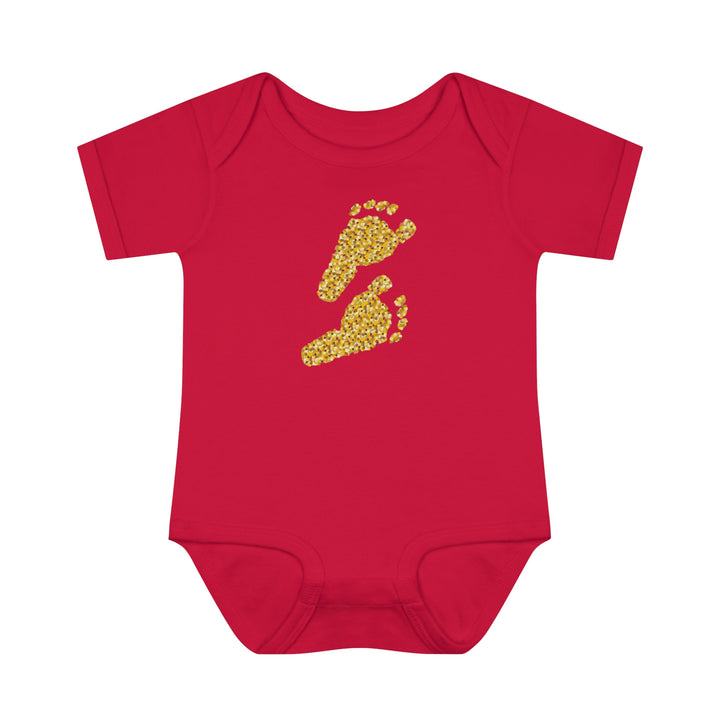 Baby Steps "Baby Feet" Acrostic Poem Bodysuit - Glitter Footprints