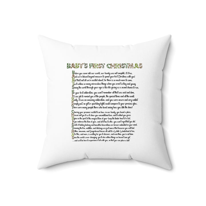 "Baby's First Christmas" Acrostic Poem Pillow - Camo Elf - No Personalization