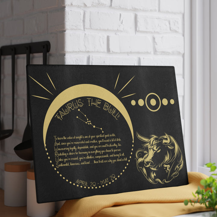 Taurus Acrostic Poem Glass Cutting Board