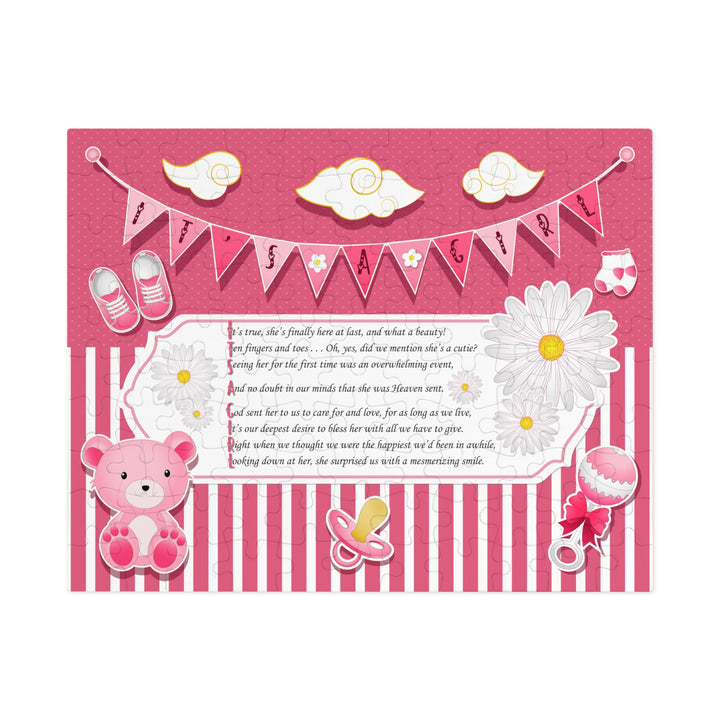 It's a Girl Acrostic Poem Puzzle - Banner and Stripes - No Personalization