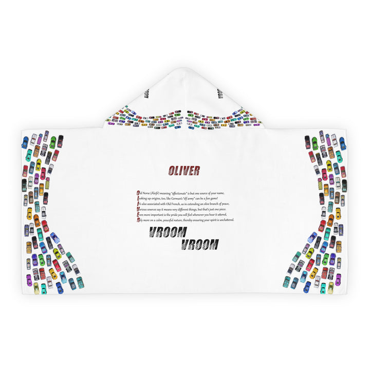 "Namesakes" Youth Hooded Towel - Vroom-Vroom Toy Cars
