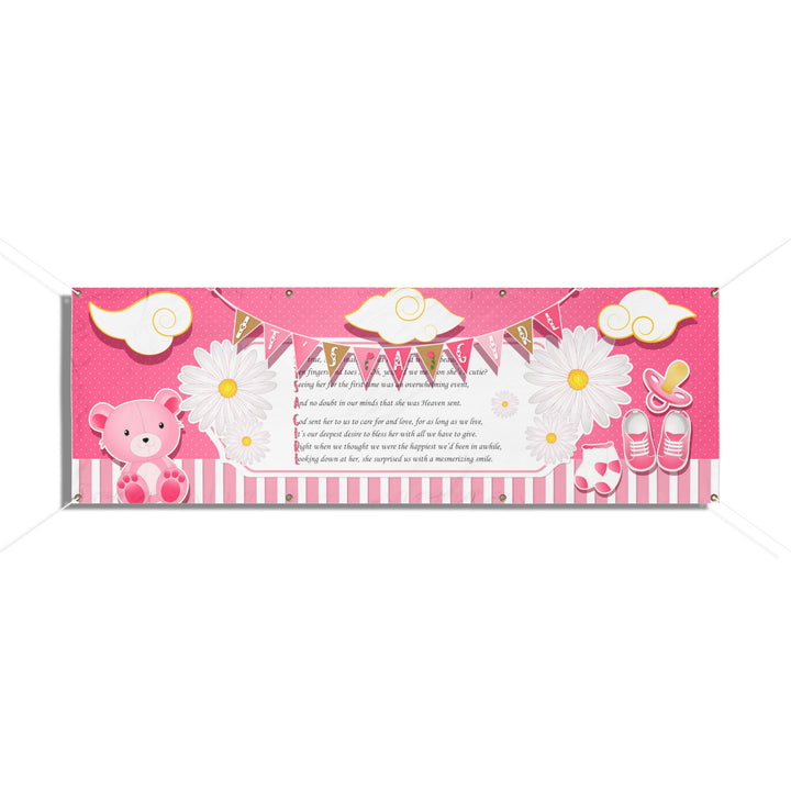 FIX SIZES! It's a Girl Poem Vinyl Banner - Pink Stripes - No Personalization