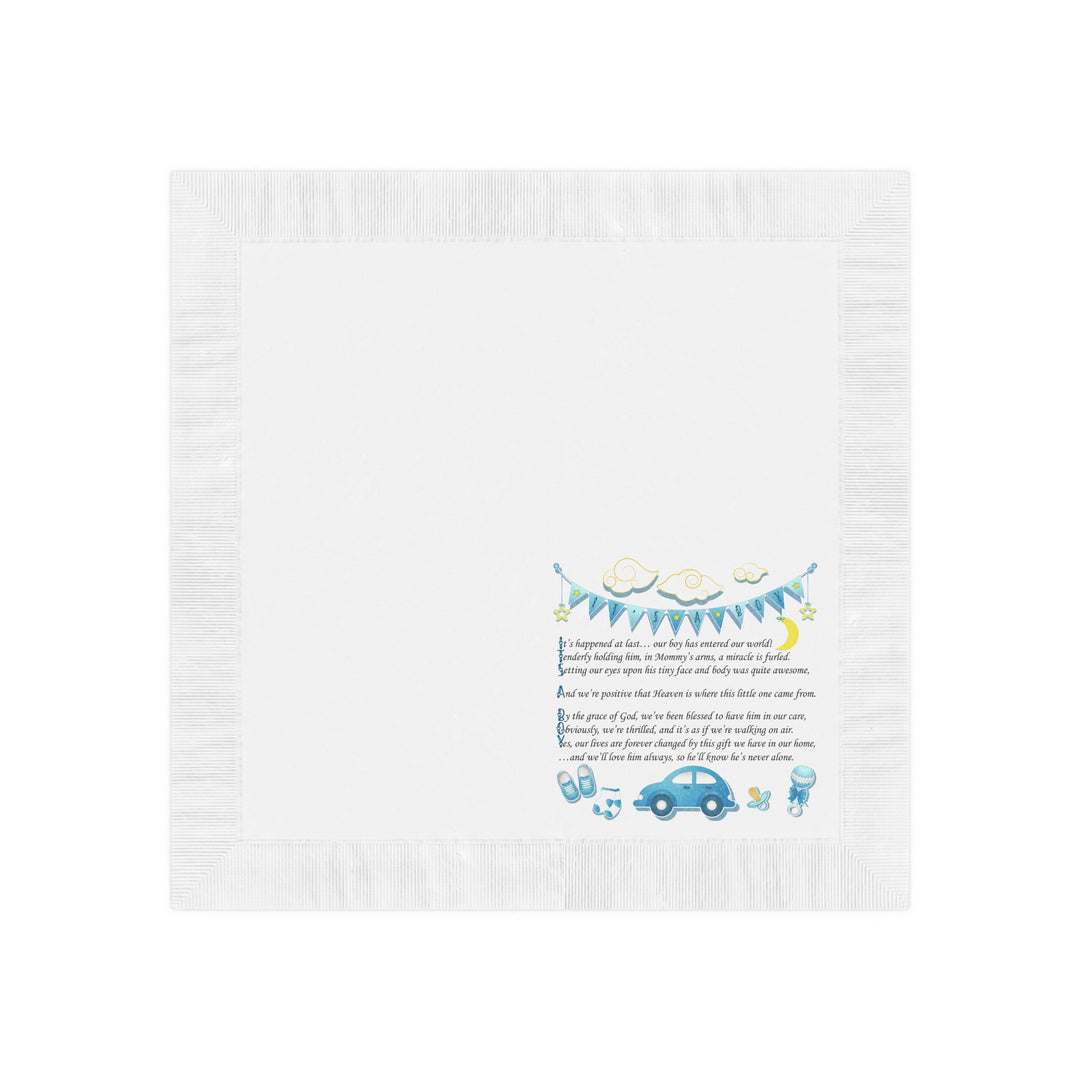 It's a Boy White Coined Napkins  - No Personalization