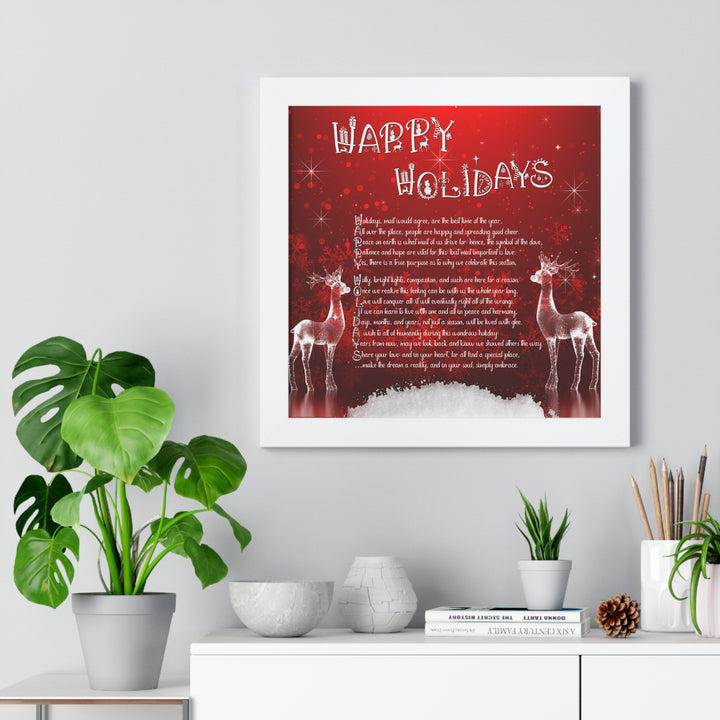 It's Just a Phrase "Happy Holidays" Framed Horizontal Acrostic Poem Poster