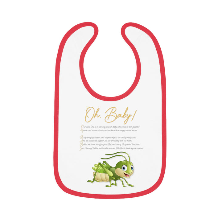 Baby Steps Acrostic Poem - Contrast Trim Jersey Bib - "Oh, Baby" Grasshopper