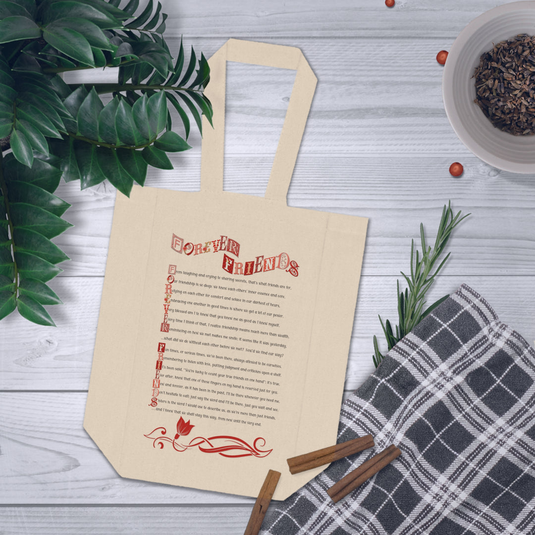Forever Friends Acrostic Poem Double Wine Tote Bag