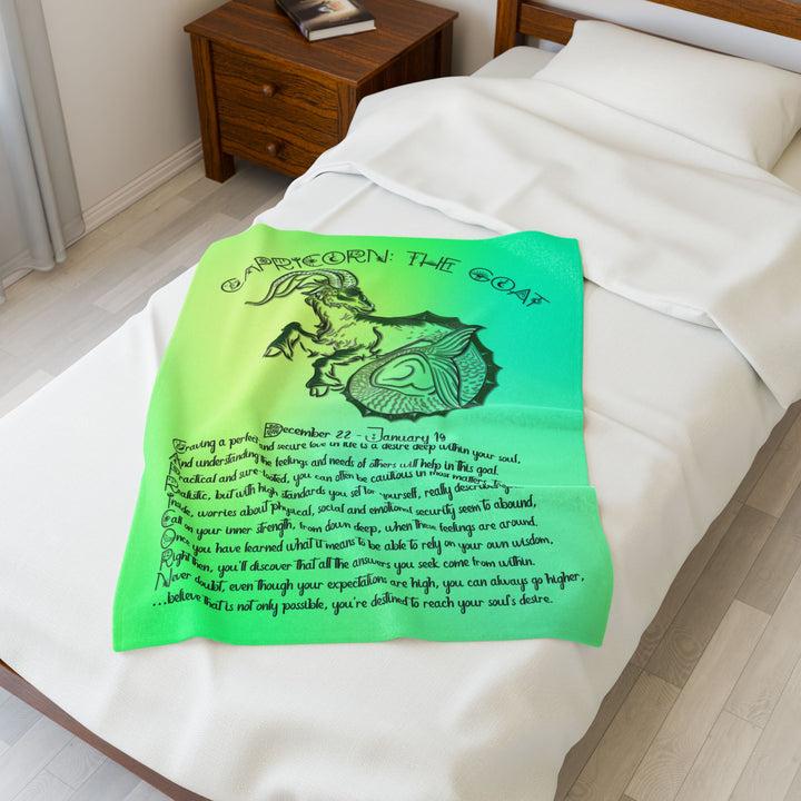 Capricorn Acrostic Poem Velveteen Plush Blanket