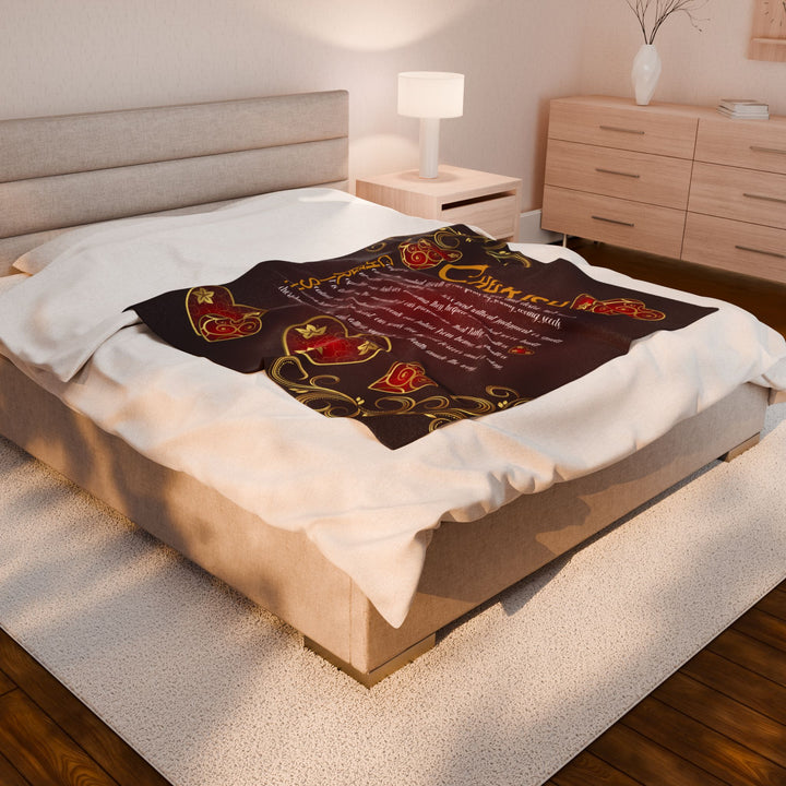 Cherish Acrostic Poem Velveteen Plush Blanket - Hearts