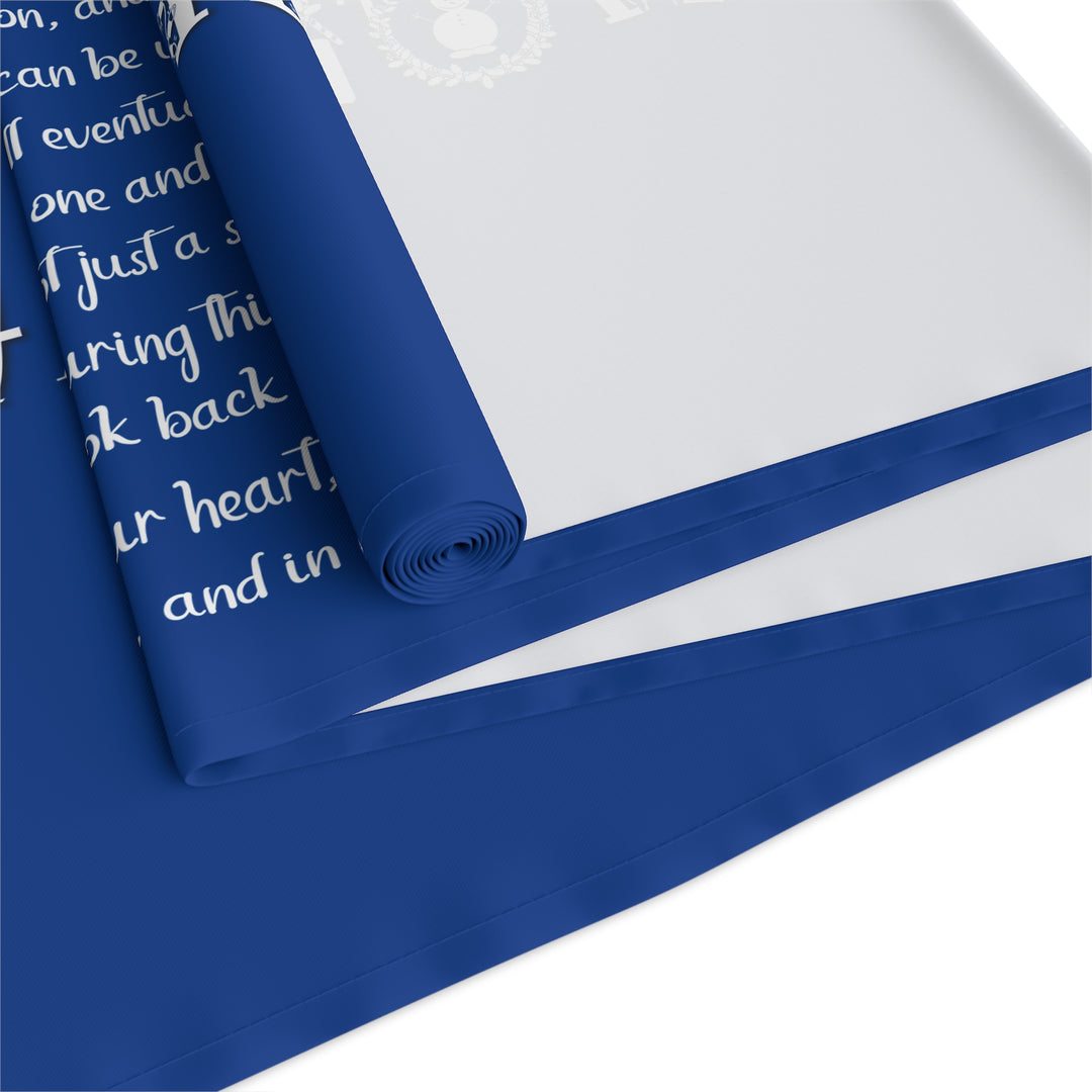 Happy Holidays Acrostic Poem Table Runner - Blue-Ornaments