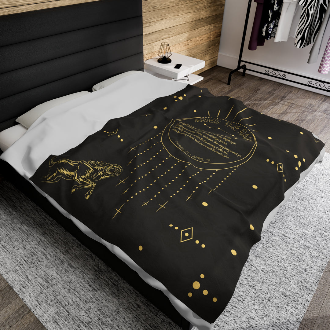 Written in the Stars Velveteen plush blanket with acrostic poem "Aries"