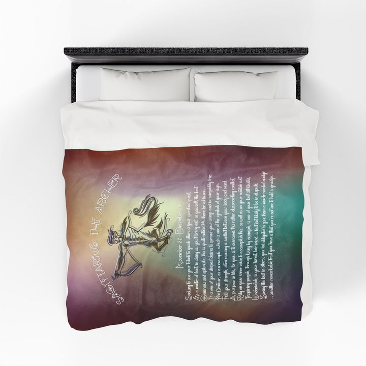 Sagittarius Acrostic Poem Velveteen Plush Blanket - Colored