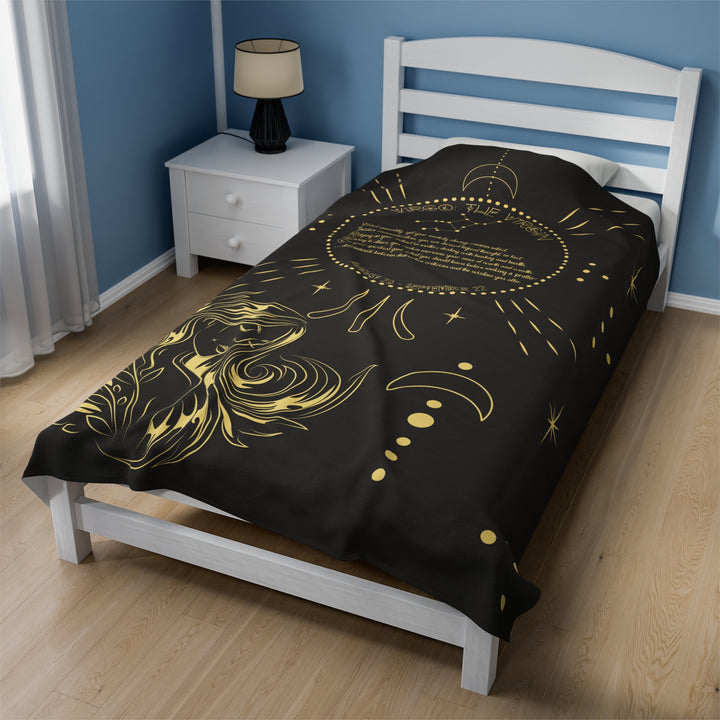 Written in the Stars Velveteen plush blanket with acrostic poem spelling out "Virgo"