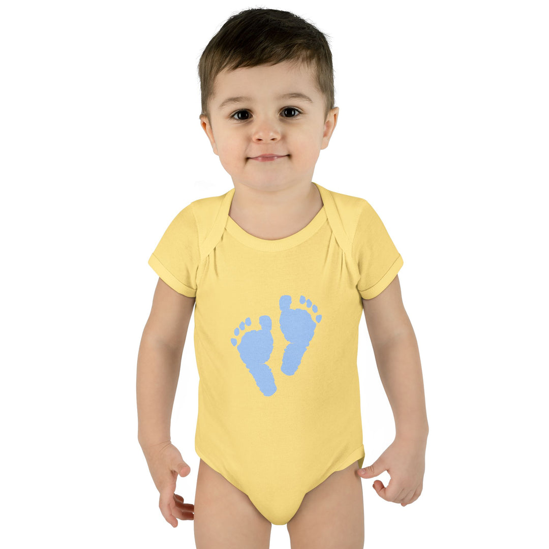 Baby Feet Acrostic Poem Baby Bodysuit - Blue Footprints