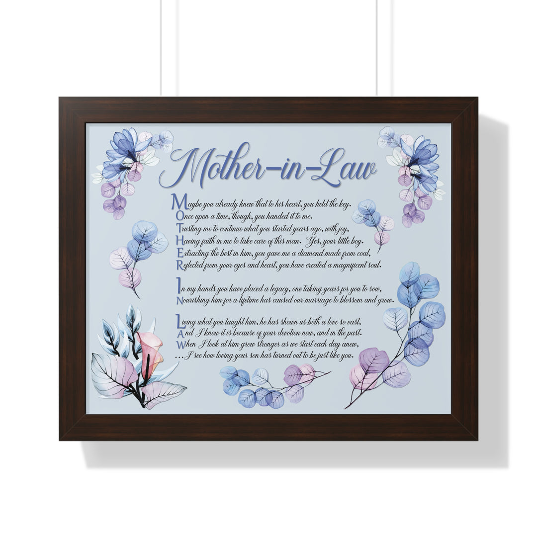 "My Mother, My Friend" Framed Acrostic Poem Print - Translucent Flower