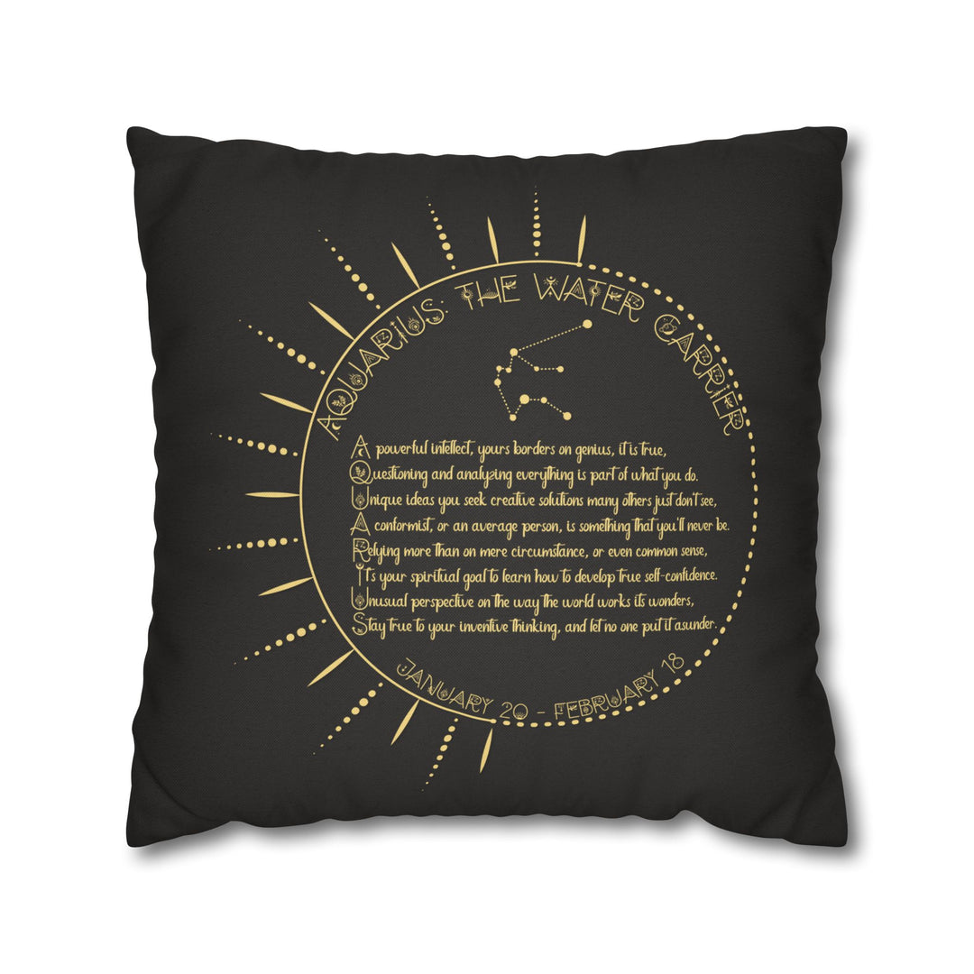 Aquarius Acrostic Poem Pillow Cover