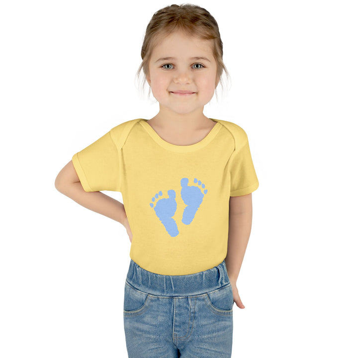 Baby Feet Acrostic Poem Baby Bodysuit - Blue Footprints