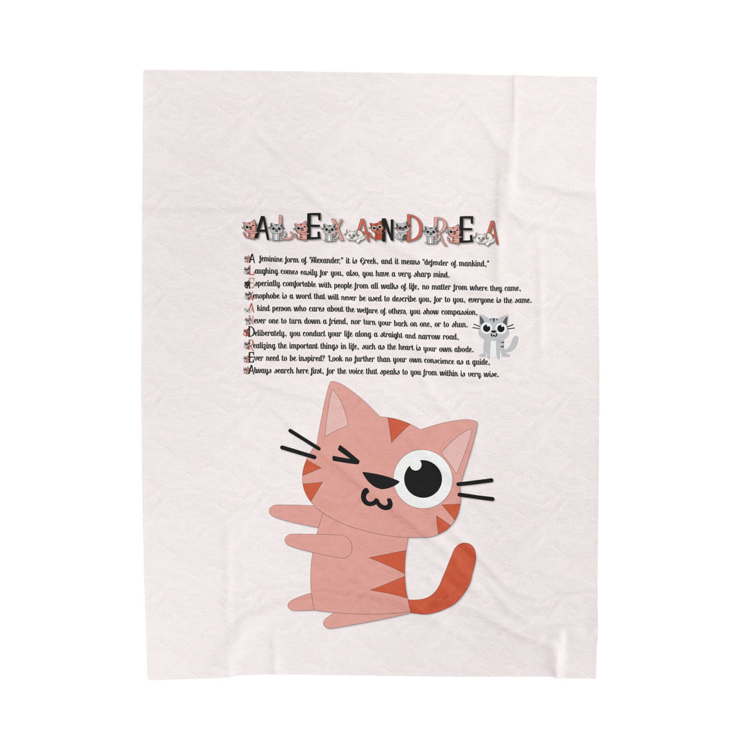 Namesakes Velveteen Plush Blanket with Acrostic Poem - Kitty Design