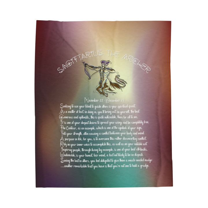 Sagittarius Acrostic Poem Velveteen Plush Blanket - Colored