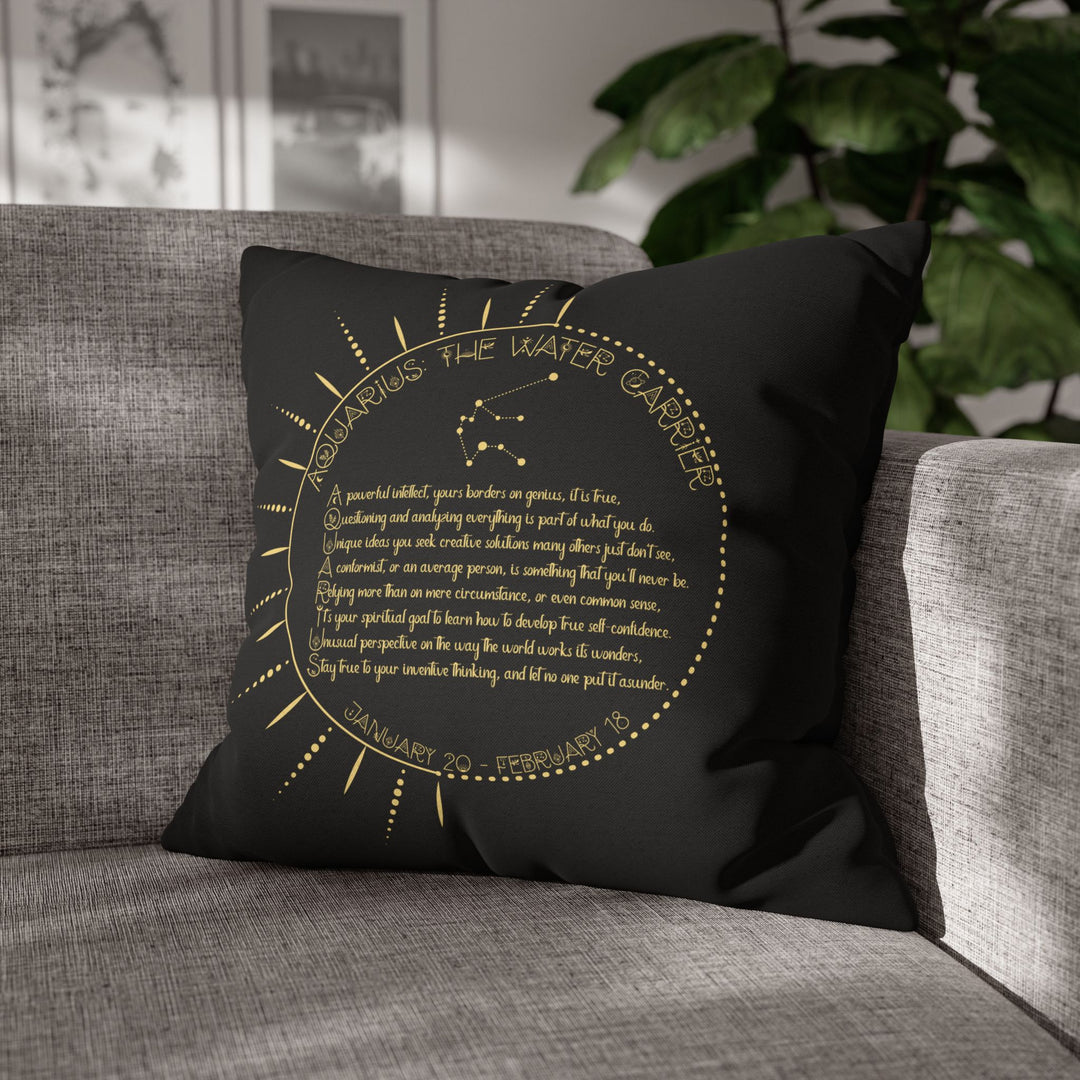 Aquarius Acrostic Poem Pillow Cover