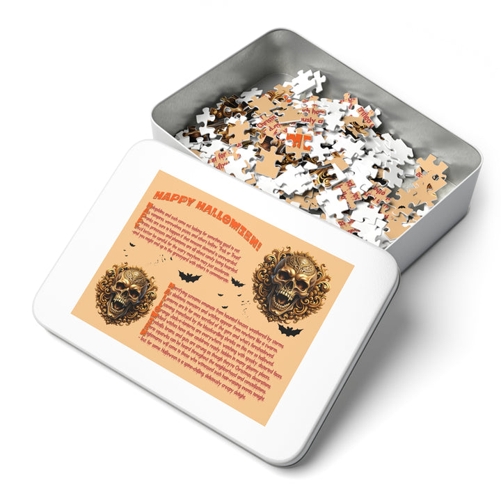 Happy Halloween Acrostic Poem Puzzle - Skull - Tin Box
