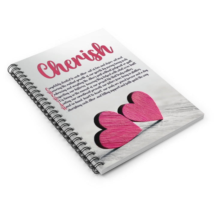 Cherish Acrostic Poem Spiral Notebook - Pink Wooden Hearts